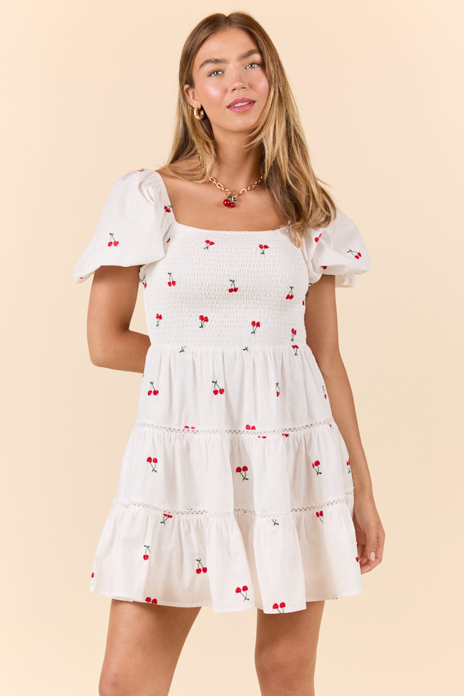 Cherry To My Cola Embroidered Ivory Dress - Elegant Floral Summer Dress for Women | Perfect for Weddings, Parties & Date Nights