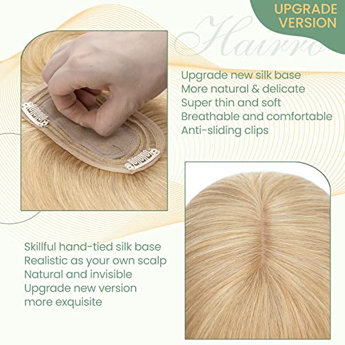 Clip in Human Hair Topper with Silk Base - Natural Looking Hairpiece for Thinning Hair - Perfect for Daily Wear, Special Occasions & Styling