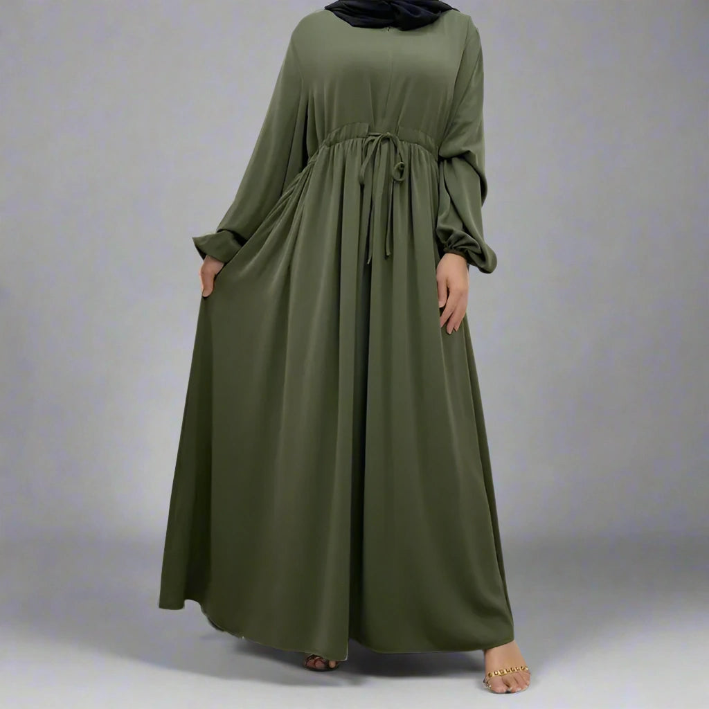 Elegant Solid Color Loose Abaya Dress for Muslim Women - Modest Islamic Clothing for Prayer, Mosque & Daily Wear