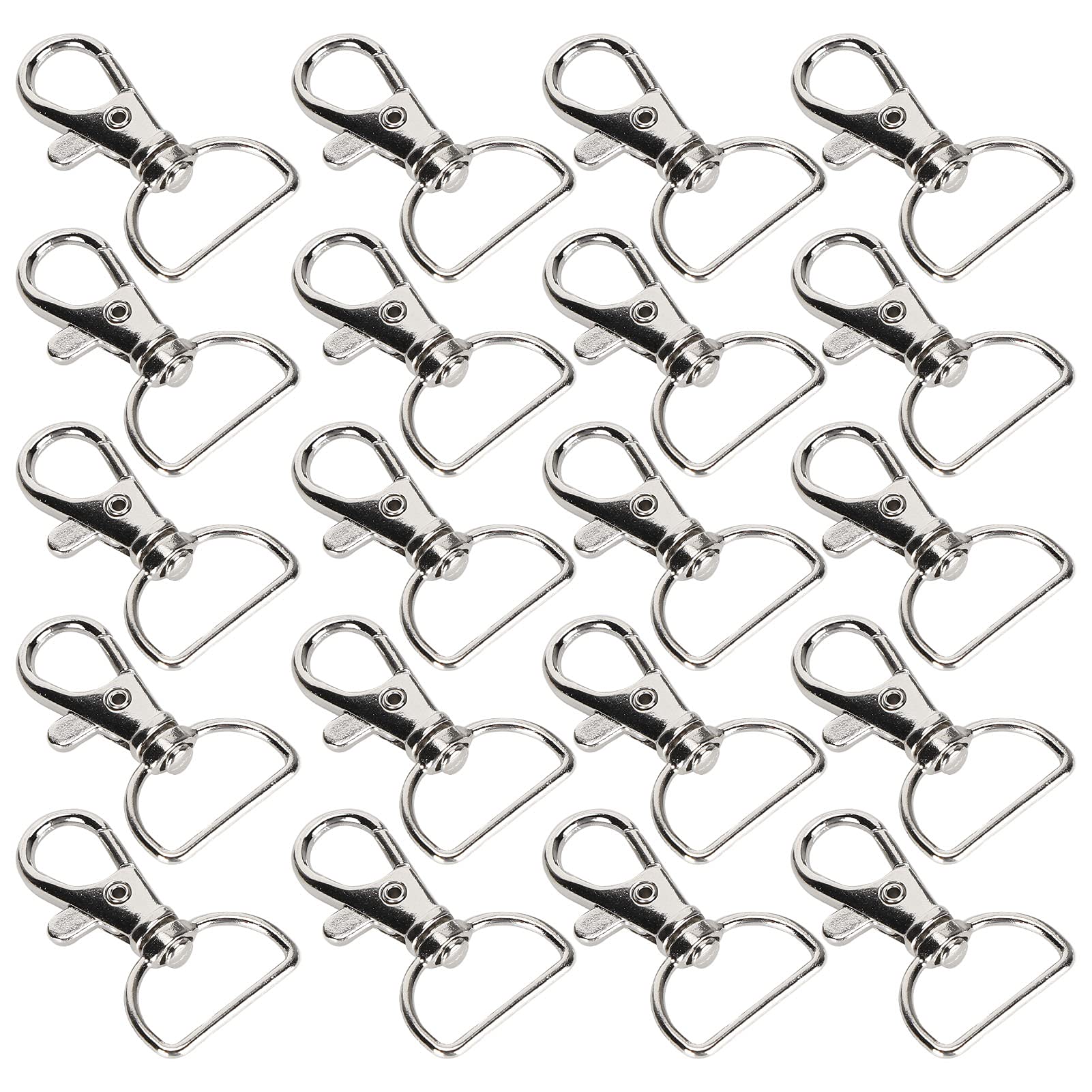 20pcs Silver Swivel Snap Hooks - Lobster Claw Clasps for Keychains, Key Rings & Carabiners | Durable Metal Keychain Holder for Keys, Lanyards & Outdoor Gear