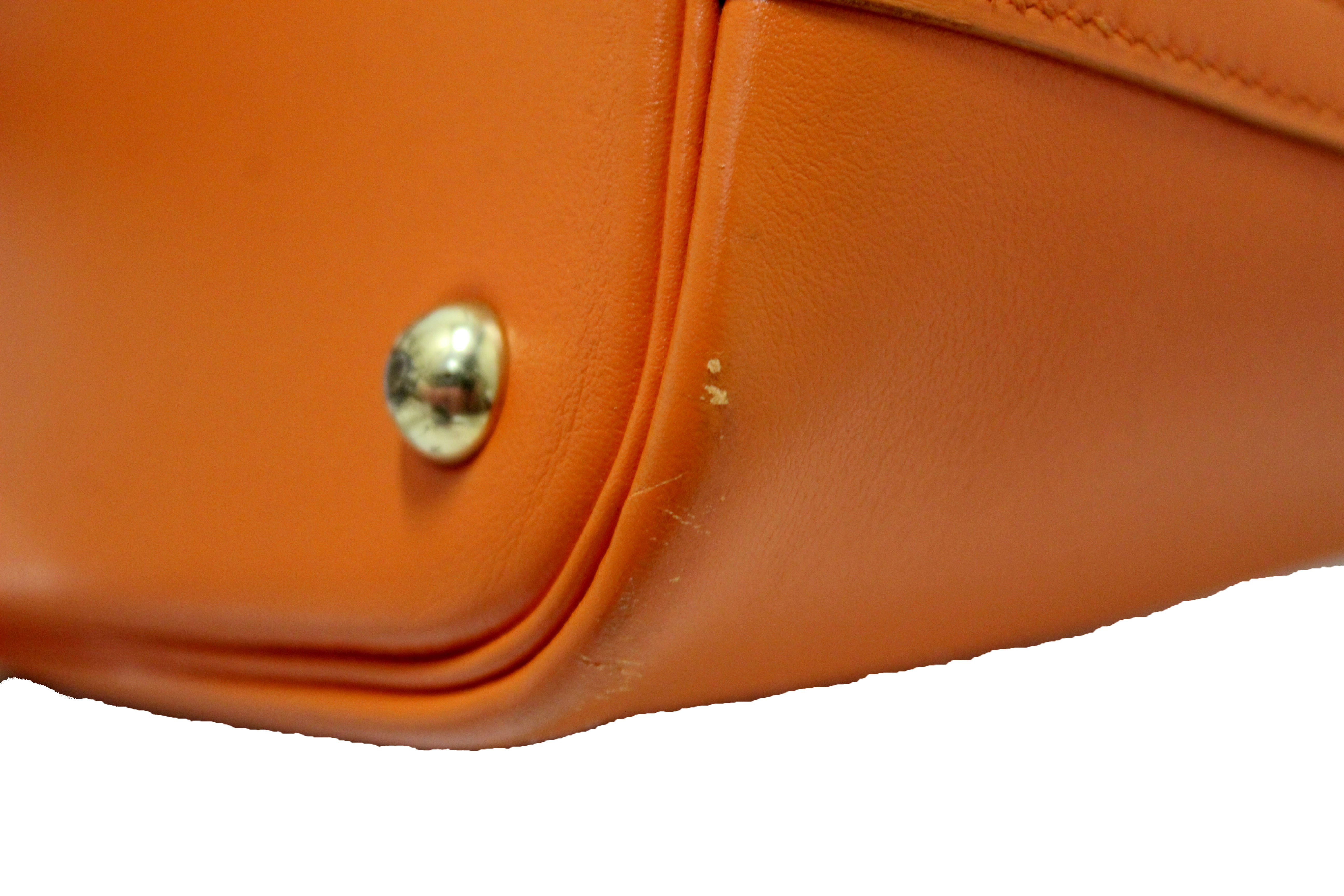 Authentic Hermes Orange Bolide 31 Box Calf Leather Handbag & Shoulder Bag - Luxury Designer Purse for Women, Perfect for Work, Travel & Everyday Use