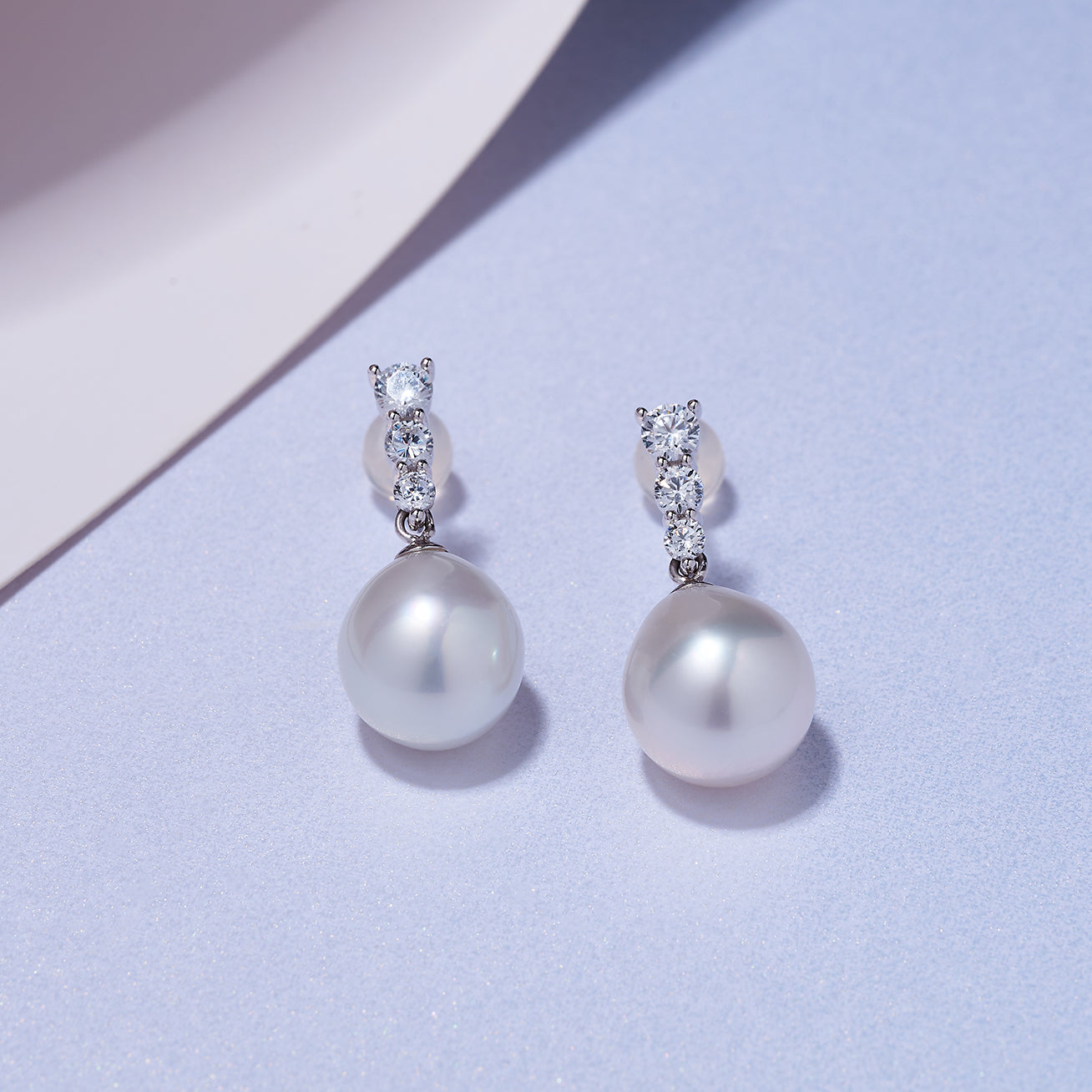 18K Solid Gold Australian White Pearl Earrings KE00202 - Elegant Stud Earrings for Women, Perfect for Weddings, Parties & Everyday Wear