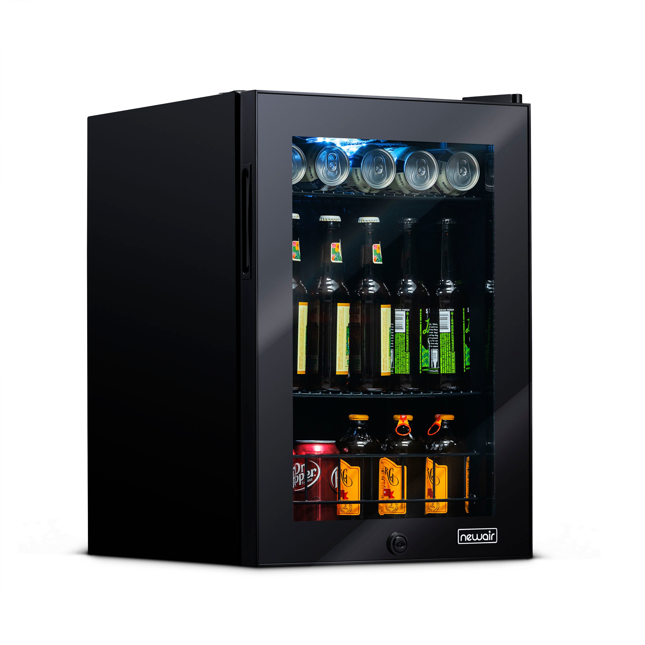 Newair® 90 Can Freestanding Black Beverage Refrigerator - Compact Drink Cooler for Home, Office, or Bar - Perfect for Soda, Beer, and Wine Storage