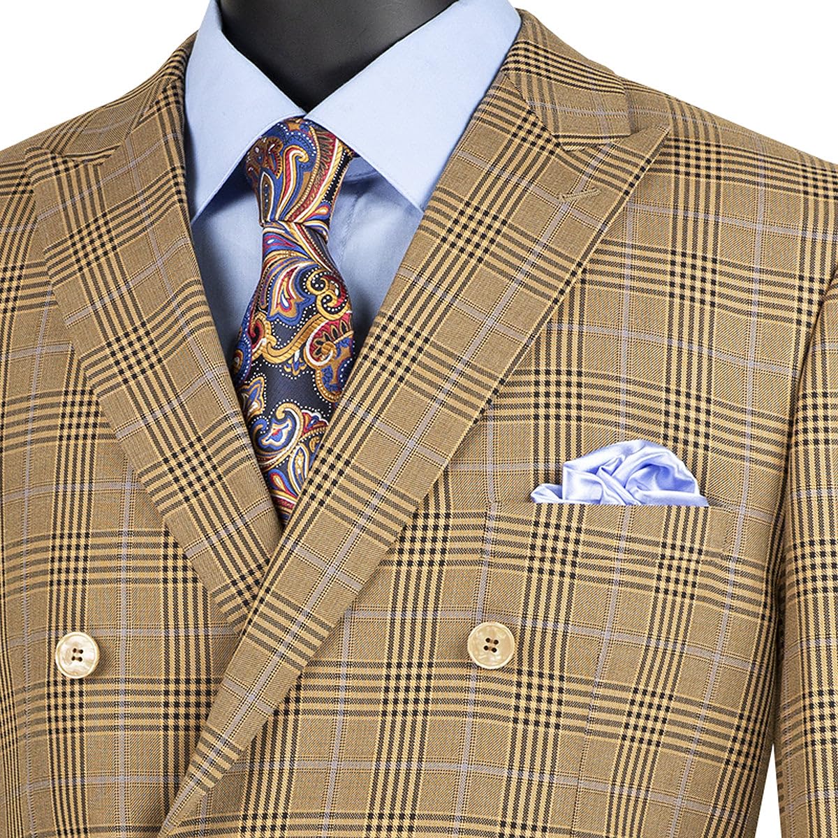 Premium Hand Tailored 2-Piece Men's Glen Plaid Suit Set - Classic Blazer & Dress Pants with Bonus Socks | Formal Business Attire, Wedding & Special Occasion Outfit