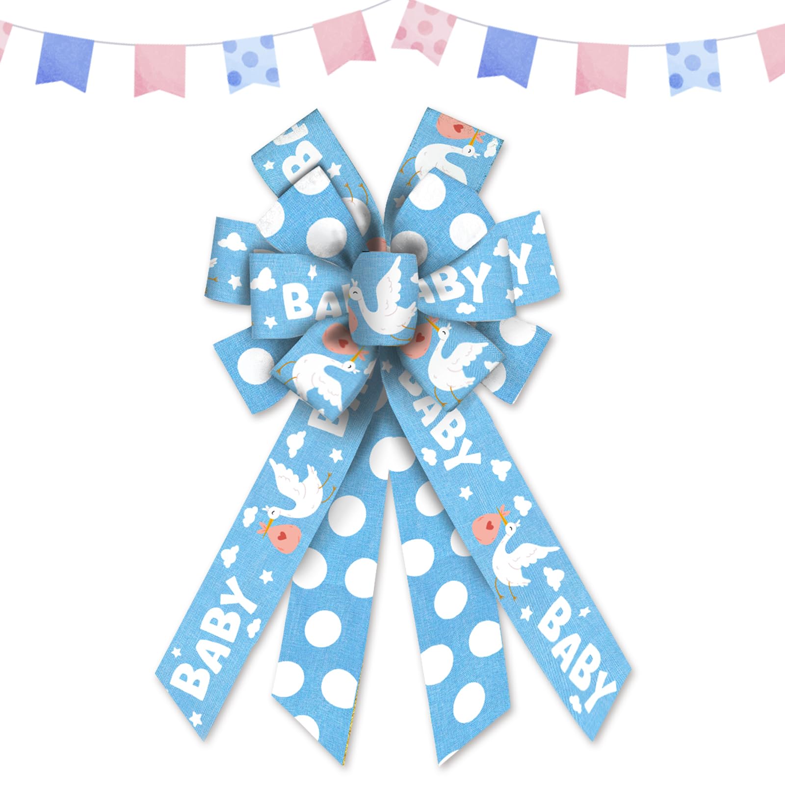 Baby Shower Bows for Wreath - Blue Burlap Bows for Gender Reveal & Door Decor