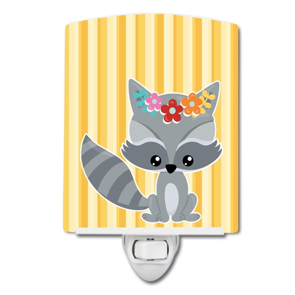 Cute Raccoon Shaped Ceramic Night Light for Kids Room - Soft Glow Nursery Decor, Bedside Lamp for Baby & Toddler Safety