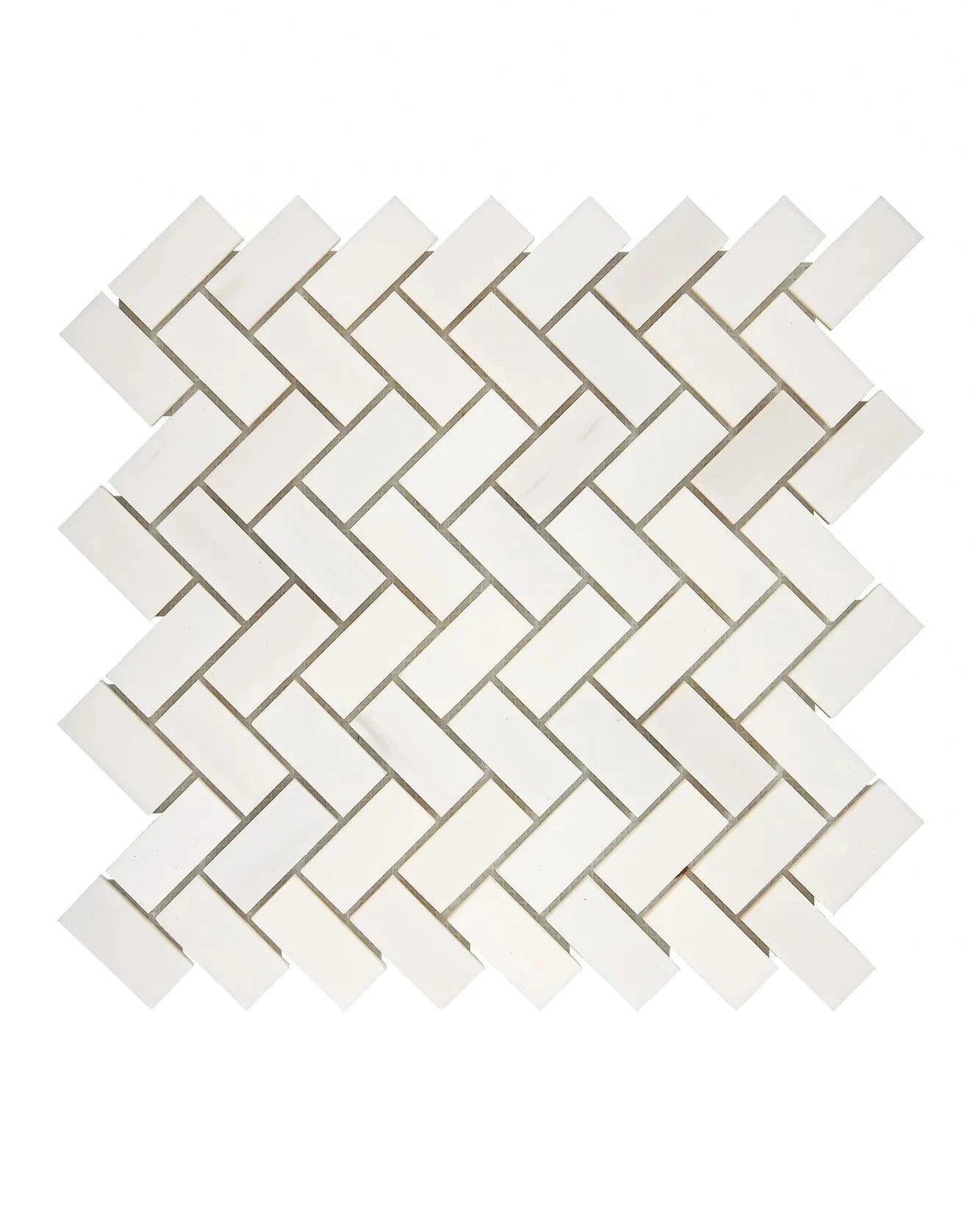 Bianco Dolomite 1x2 Herringbone Mosaic Tile - Premium Natural Stone Floor & Wall Tile for Kitchen, Bathroom, Shower Backsplash