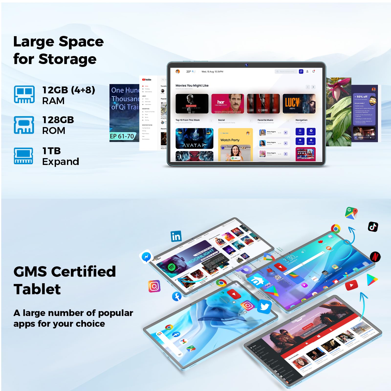 11 Inch Android 14 Tablet with Keyboard - 12GB RAM 128GB Storage (Expandable to 1TB), 8000mAh Battery, Dual Camera (5MP+13MP), Dual-Band WiFi, IPS Touchscreen - 2-in-1 Convertible Tablet with Protective Case, Wireless Mouse & Stylus (Black) | Perfect for Work, Study, Streaming & Travel