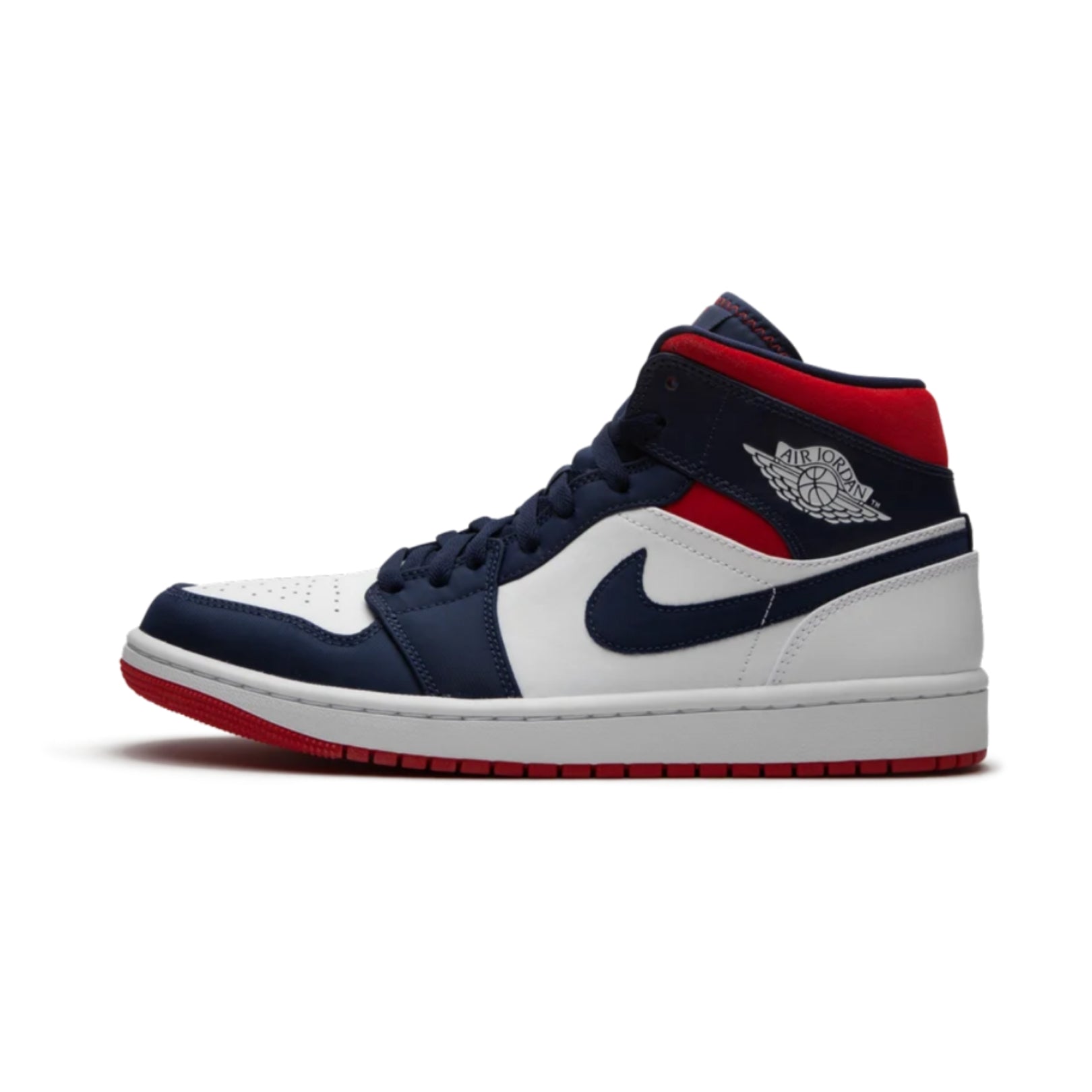 Air Jordan 1 Mid SE Sneakers - Navy, White & Red Colorway - Men's Basketball Shoes for Casual Wear & Street Style