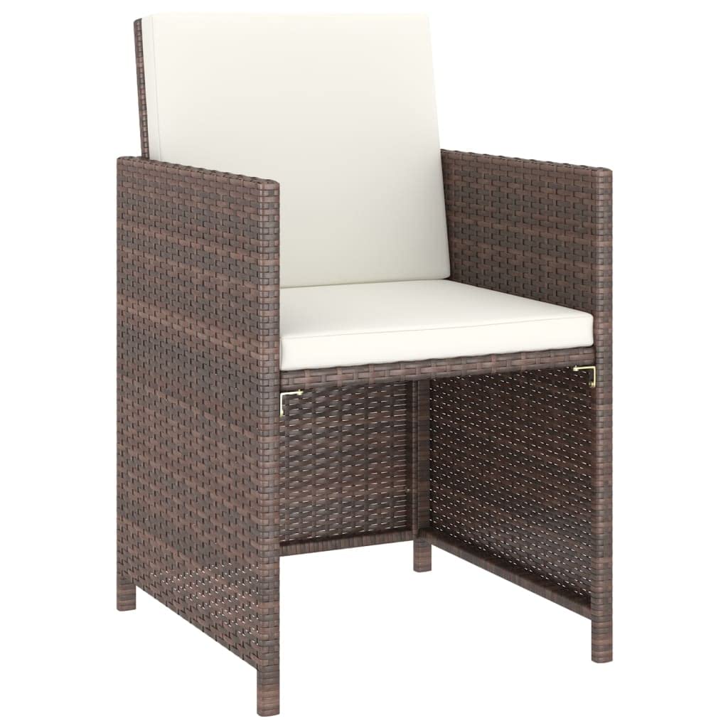 6-Piece Brown Poly Rattan Outdoor Dining Set with Cushions - Perfect for Patio, Garden, and Backyard Entertaining