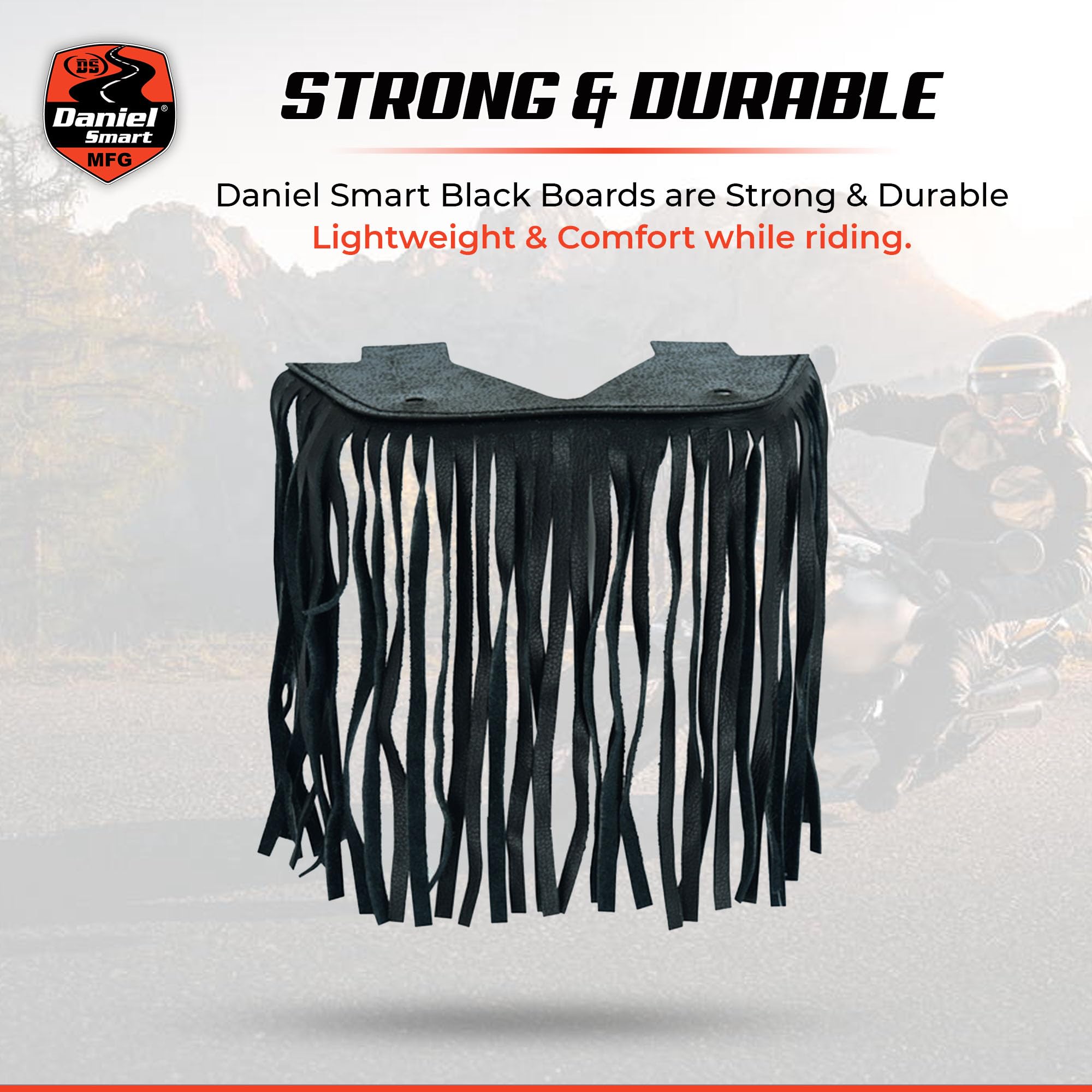 Durable Black Leather Motorcycle Foot Pedals with Fringe - Universal Fit for Cruisers & Choppers