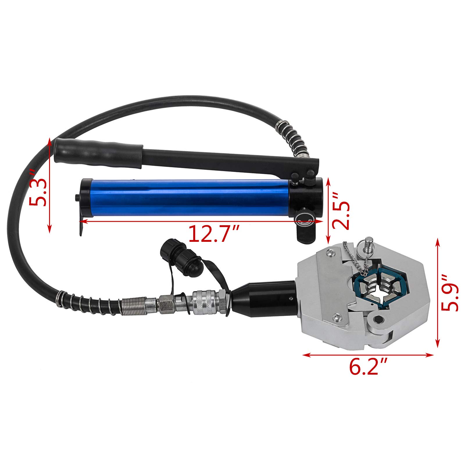 Mophorn FS-7842B Manual Hydraulic Hose Crimper Kit with 7 Dies - Handheld AC Hose Crimping Tool for Aluminum Pump and Air Conditioning Repair | Perfect for HVAC Technicians and Automotive AC System Maintenance