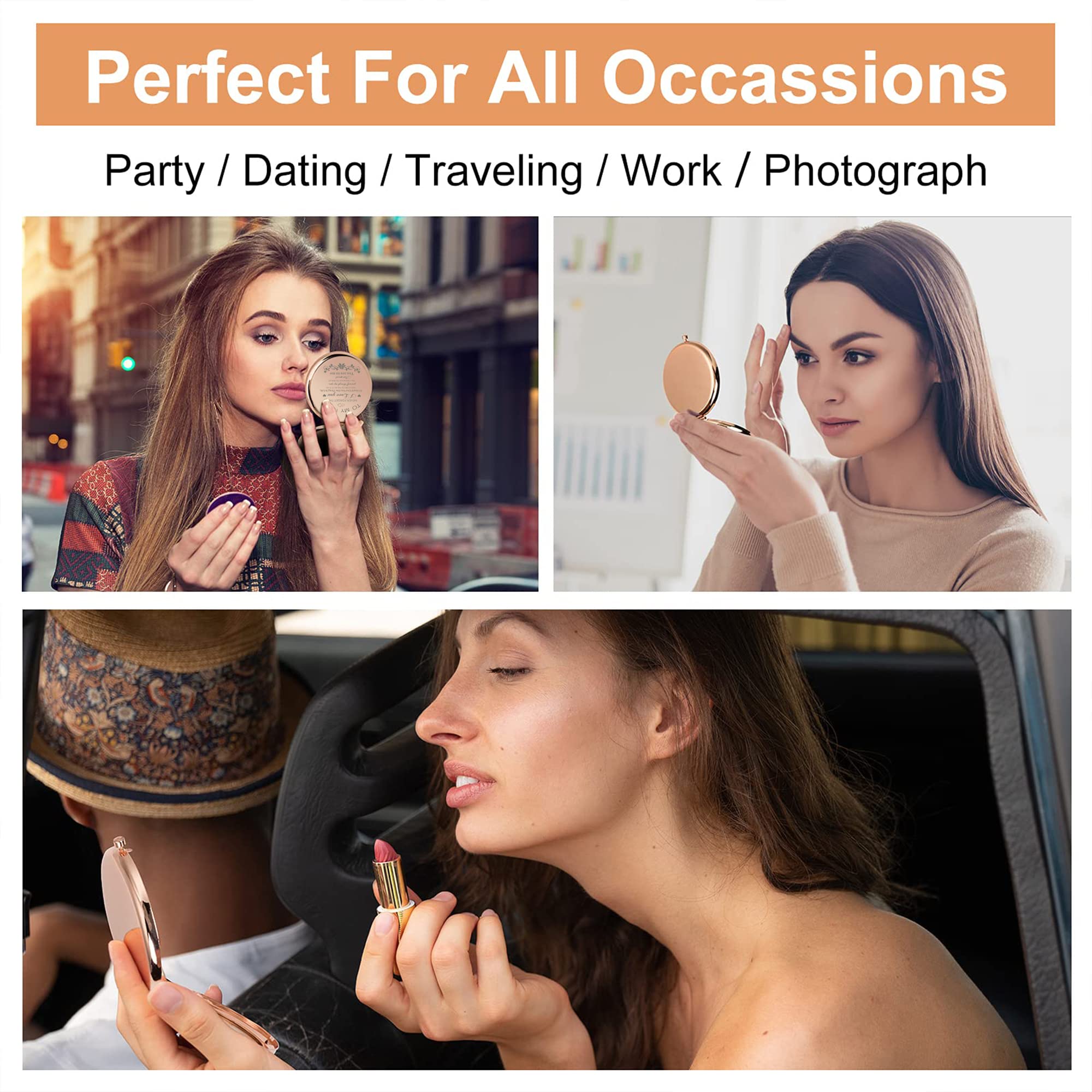 GAOLZIUY Rose Gold Compact Mirror for Women - Elegant Gift for Mom, Birthday, Mother's Day, Wedding Anniversary - Perfect for Makeup, Travel & Purse