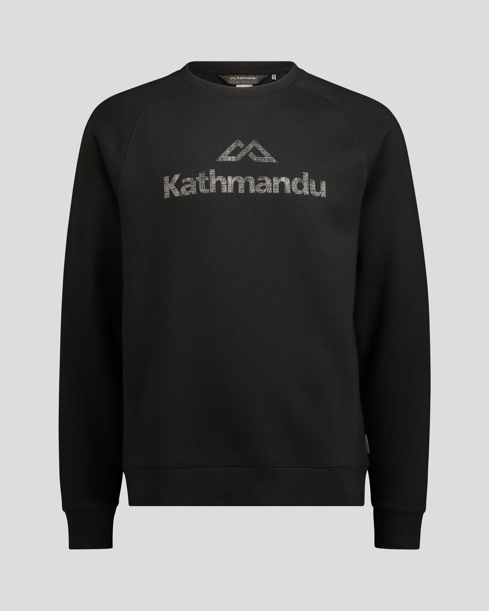 Men's Kathmandu Logo Crew Sweater - Black | Warm Casual Pullover for Outdoor Adventures & Everyday Wear