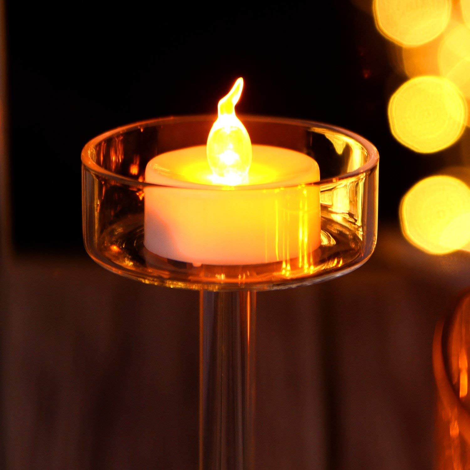 12 Pack Realistic Flickering LED Tea Light Candles - Battery Operated Flameless Candles with 200+ Hours Warm Yellow Glow - Perfect for Weddings, Halloween, Christmas, Party Decorations & Home Ambiance Lighting