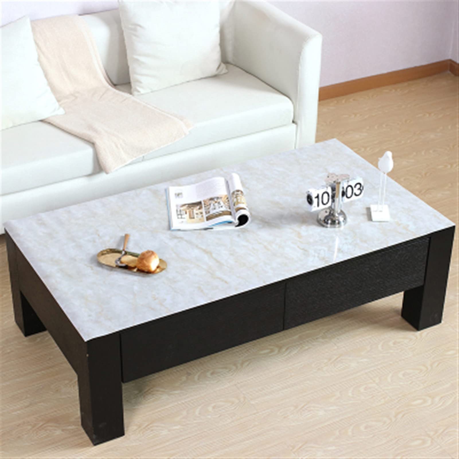 Black White Marble PVC Waterproof Tablecloth - Soft Luxury Crystal Glass Table Cover - 100x150cm - Durable Furniture Protection for Dining Tables, Parties & Home Decor