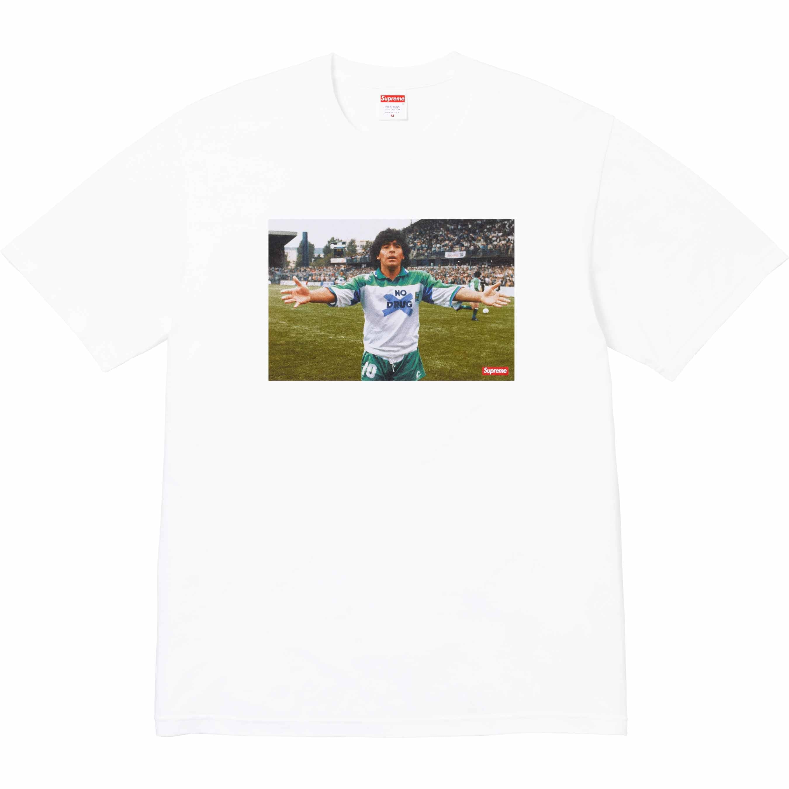 Supreme Maradona T-Shirt - Classic White Cotton Tee for Men | Vintage Football Fan Gift | Perfect for Casual Wear & Sports Events