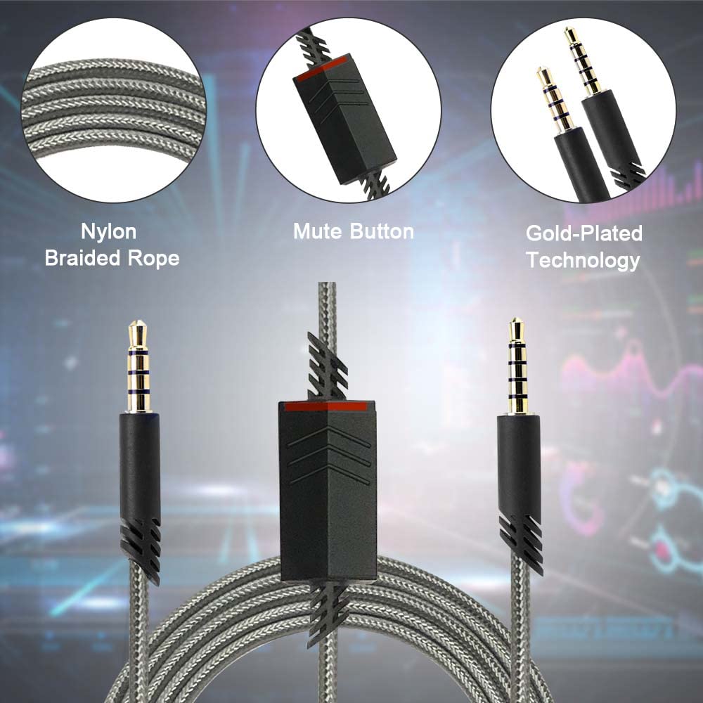 Astro A40 Replacement Cable - 6.5ft Gray Inline Mute Audio Cord Compatible with A10/A40/A40TR Headsets & PS5/PS4 Controllers | Gaming Headset Accessory for PC, Console & Streaming Setup