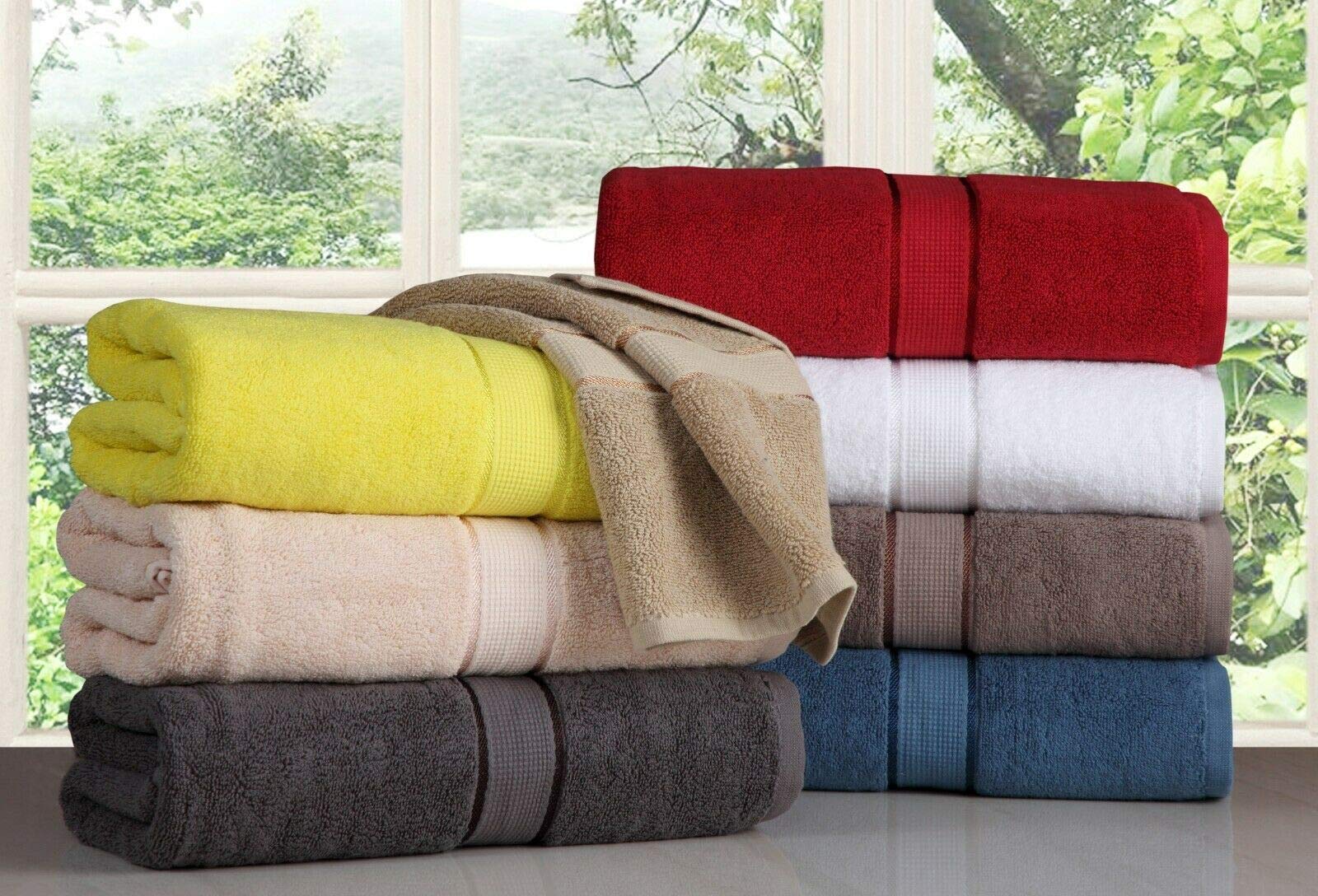 Premium 600 GSM 12-Piece Bath Towel Set - Ultra Absorbent Long-Staple Combed Cotton (6 Washcloths, 4 Hand Towels, 2 Bath Towels) - Soft & Luxurious White Bathroom Towels for Spa, Hotel, or Home Use