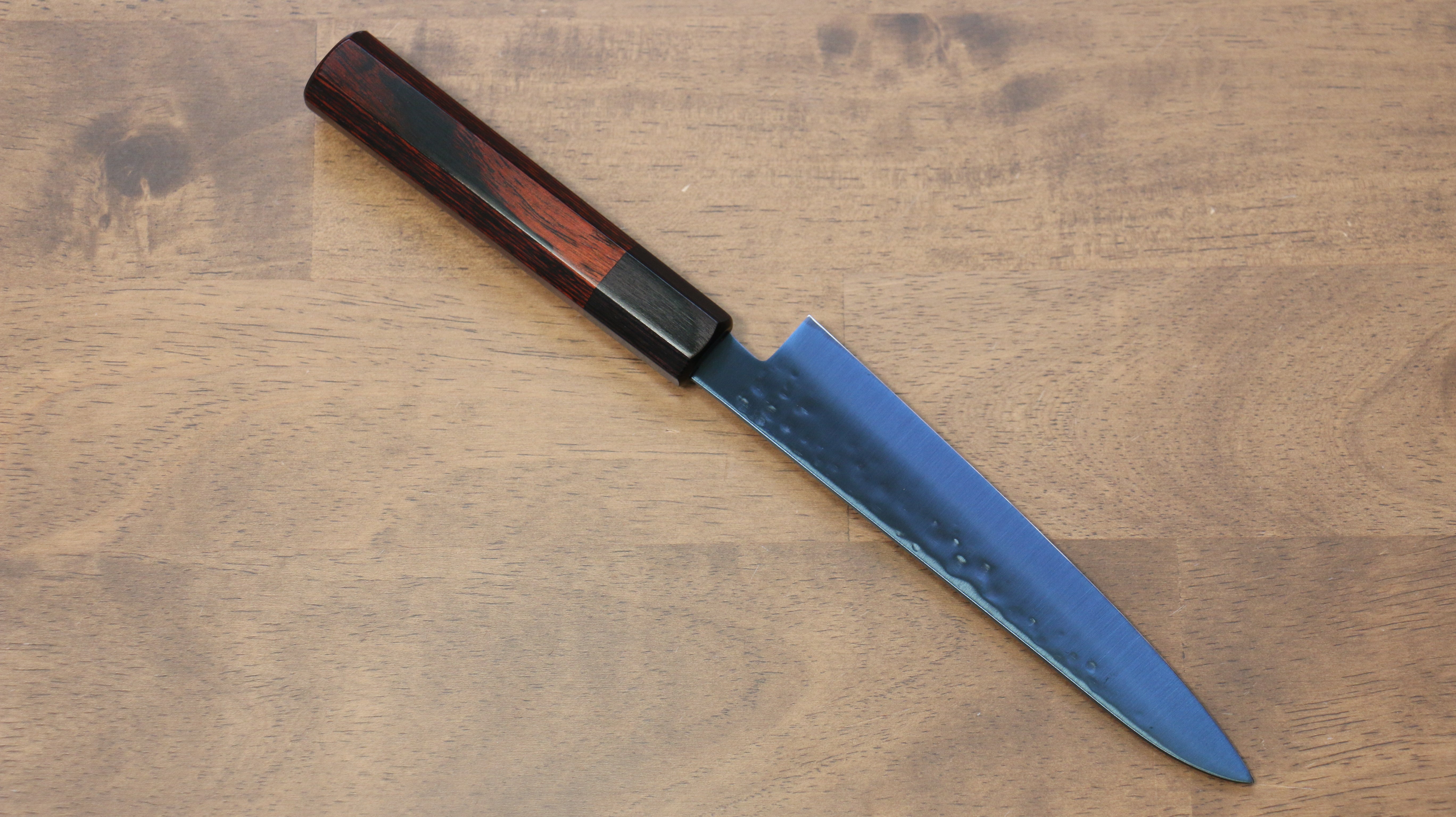 Seisuke SK 85 150mm Hammered Petty Utility Knife - Red Pakkawood Handle with Ion Plating - Perfect for Slicing, Dicing & Precision Kitchen Tasks