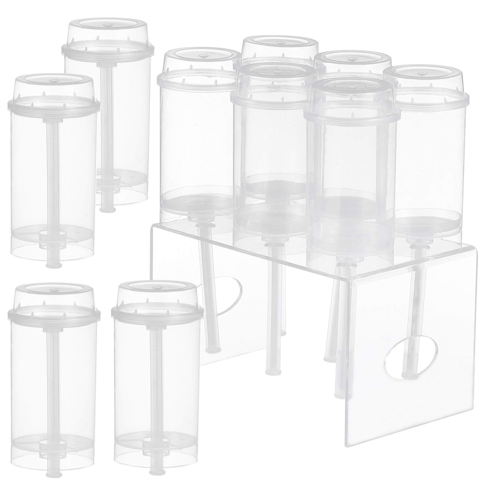 10pcs Clear Acrylic Push-Up Cake Containers with Lids - Perfect for Cake Pops, Cupcakes, Lollipops, and Baby Shower Treats - Reusable Bracket Cake Cups & Test Tube-Style Dessert Holders