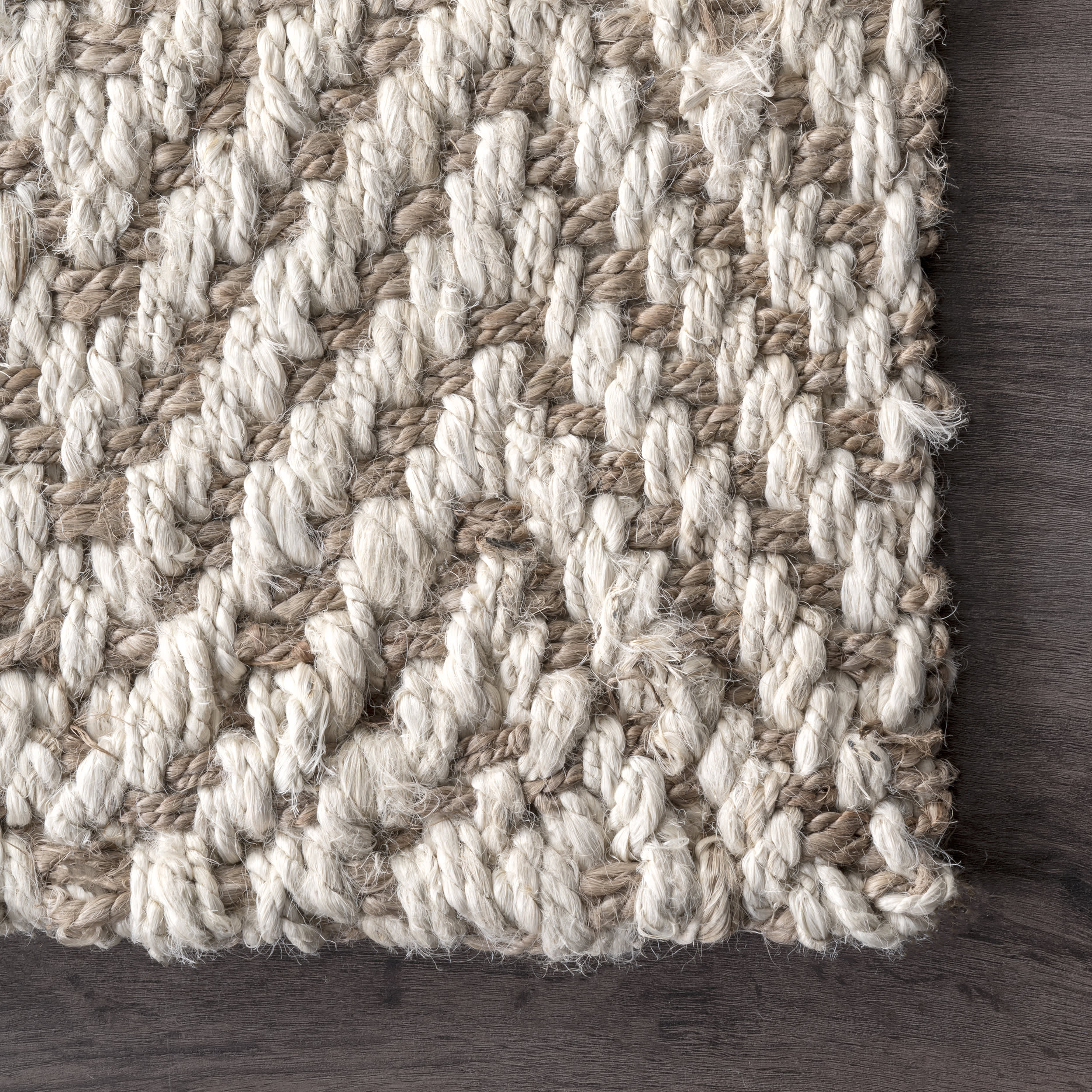 Handwoven Jute Chevron Area Rug - Natural Off White Bohemian Style Floor Mat for Living Room, Bedroom & Nursery Decor