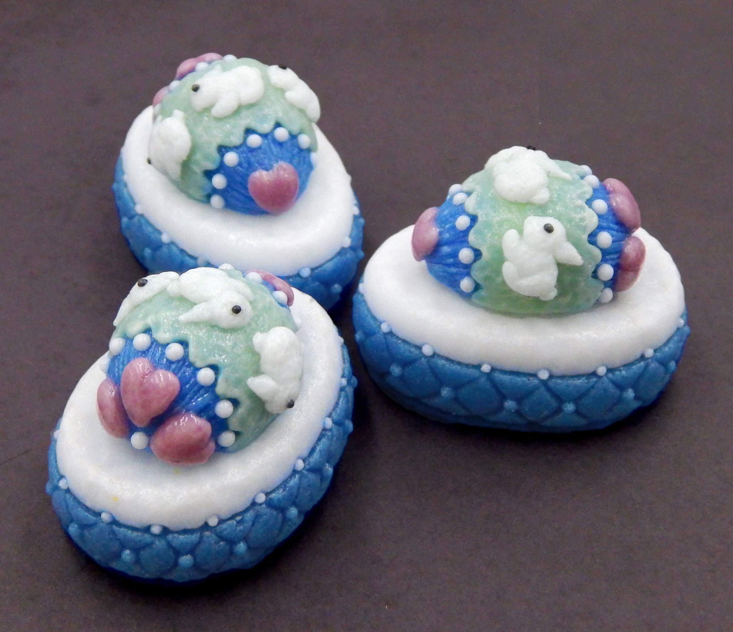 Handmade Art Glass Petit Four Bunny Rabbit Egg - Easter Décor Gift for Home, Party, and Holiday Display