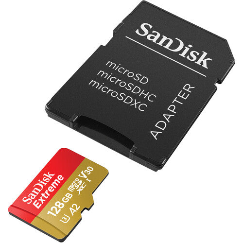 SanDisk 128GB Extreme UHS-I microSDXC Memory Card with Adapter - High Speed for 4K Video, Action Cameras, Drones & Smartphones - A1 Rated for Apps