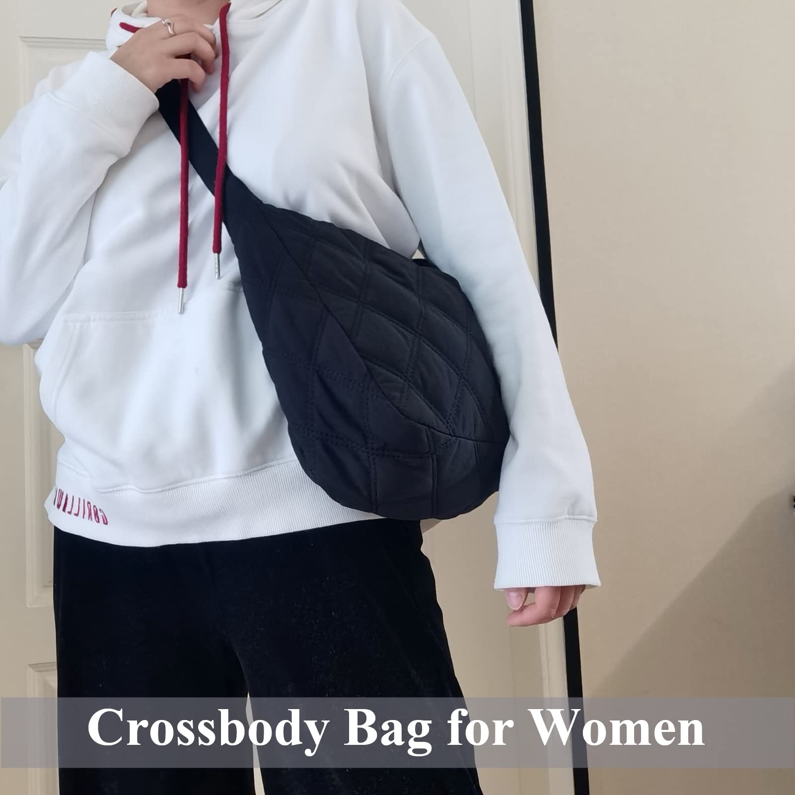 UERRUAM Women's Quilted Puffer Tote Bag - Waterproof Nylon Crossbody Shoulder Bag with Zipper | Perfect for Work, Travel & Daily Use