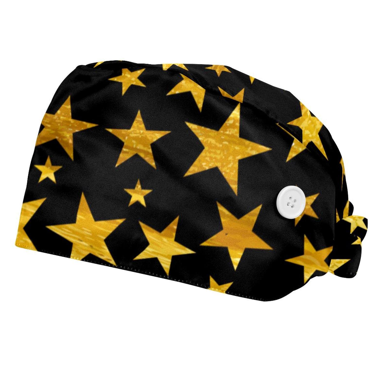 RIEODKFMHD 2 Pack Adjustable Work Hats with Button - Summer Beach Starfish Seashell Design, Sweatband & Tie Back - Perfect for Outdoor Work, Gardening, Beach Vacations & Sun Protection
