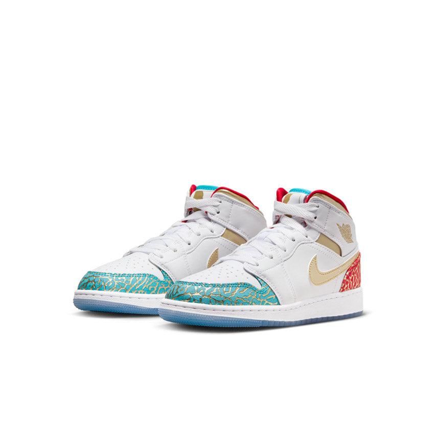 Air Jordan 1 Mid SS 'UNC to Chi' Kids Basketball Shoes - High Top Sneakers for Boys & Girls - Perfect for School, Sports & Casual Wear