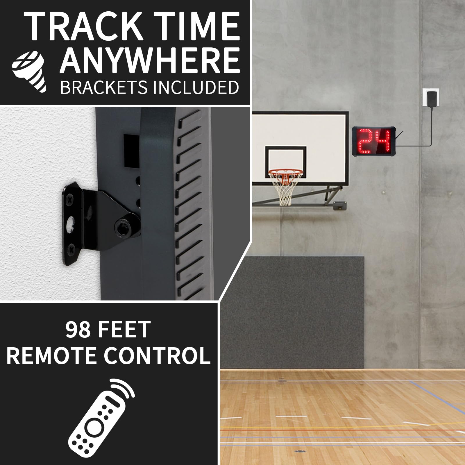 Basketball Shot Clock Timer - 12/24/25/30/35/40/60 Seconds Countdown Timer with Loud Buzzer | Portable Digital Sports Timer for Basketball, Volleyball, Soccer & Training | Perfect for Coaches, Gyms & School Sports