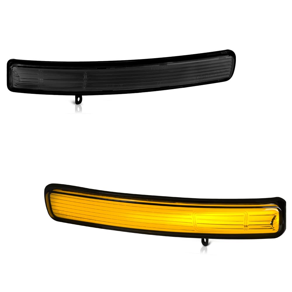 VIPMOTOZ Sequential Amber LED Tube Side Mirror Turn Signal Lights - Compatible with 2011-2019 Ford Explorer - Smoked Tinted Lens & Black Housing - Driver & Passenger Side Pair Set - Easy Installation & Enhanced Safety for Night Driving