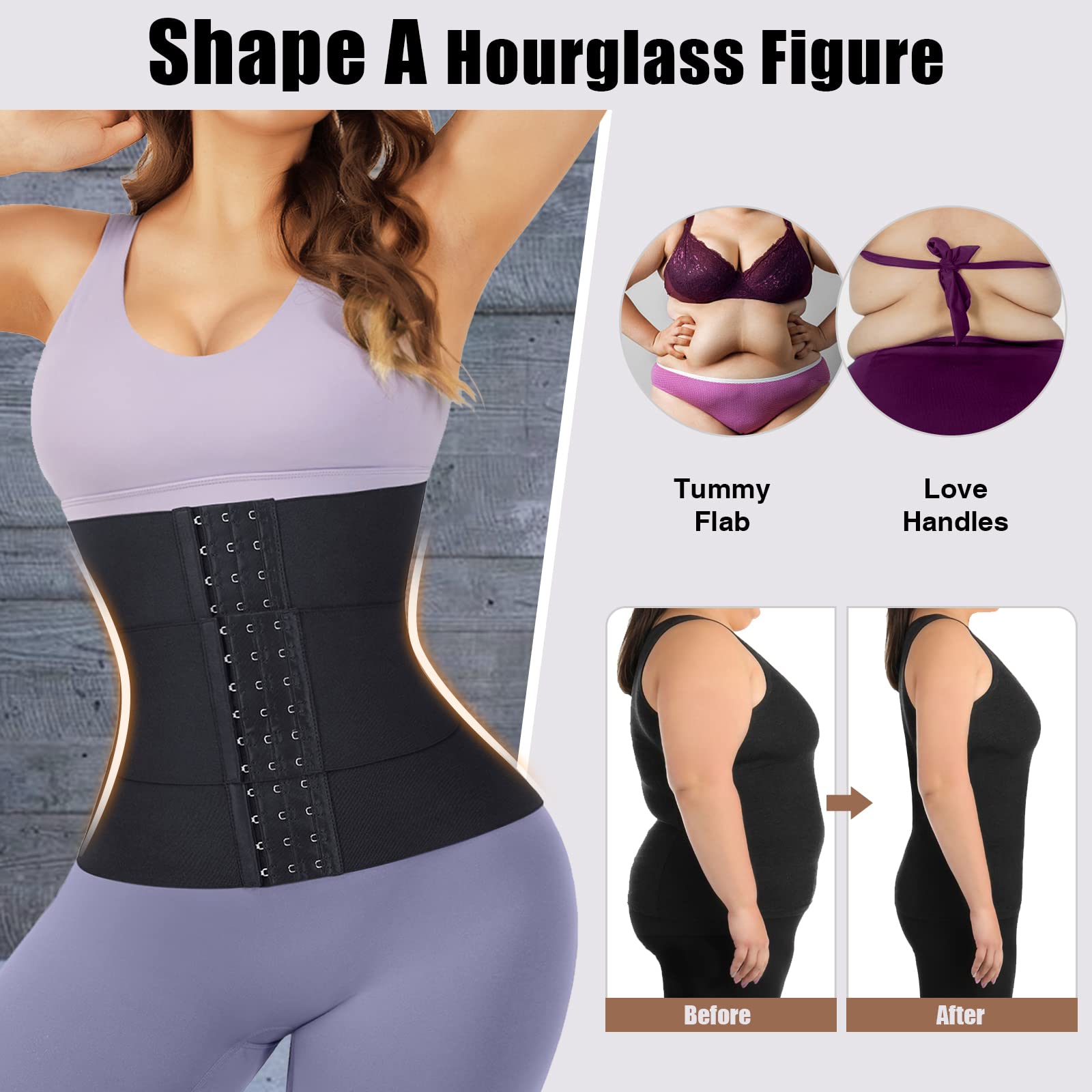 Lover-Beauty Waist Trainer for Women - Black XXL - Waist Slimming Corset Belt for Tummy Control & Body Shaping | Perfect for Workouts, Postpartum Recovery & Everyday Wear