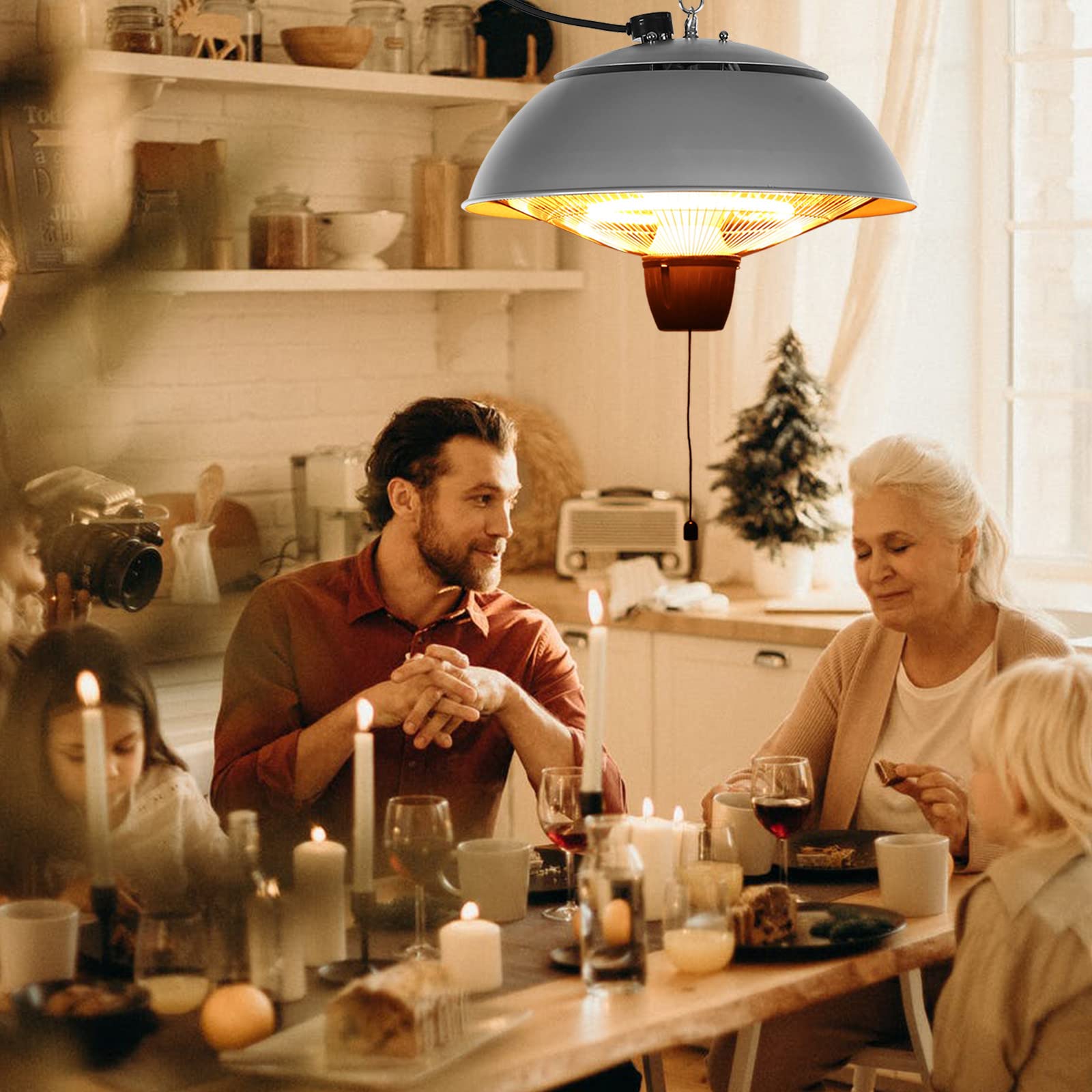 LEKODE Outdoor Electric Patio Heater - Ceiling Mounted Halogen Heater for Balcony, Courtyard & Patio - Perfect for Outdoor Dining, Garden Parties & Winter Gatherings