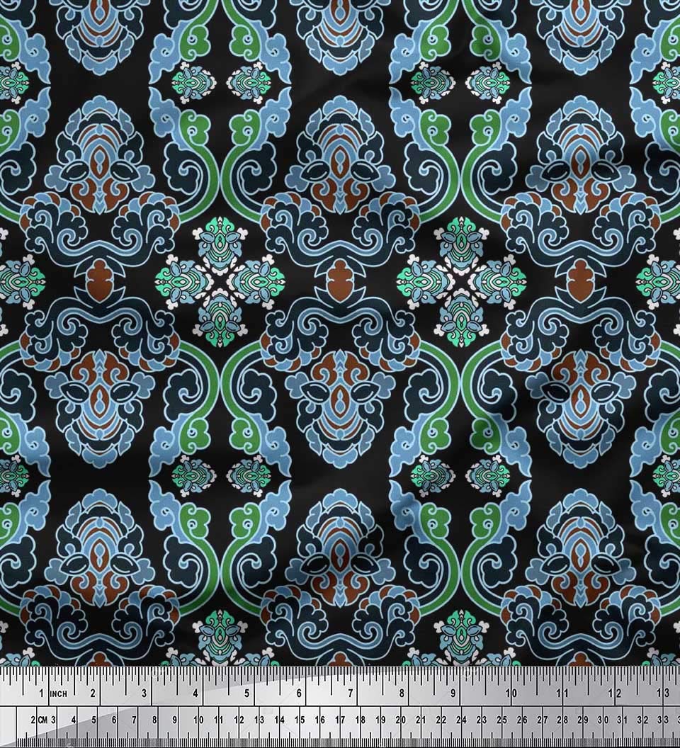 Soimoi Cotton Voile Black Fabric by The Yard - 56 Inch Wide - Swirls & Floral Artistic Symphony Print - Elegant Dance Design for Dresses, Curtains & DIY Craft Projects