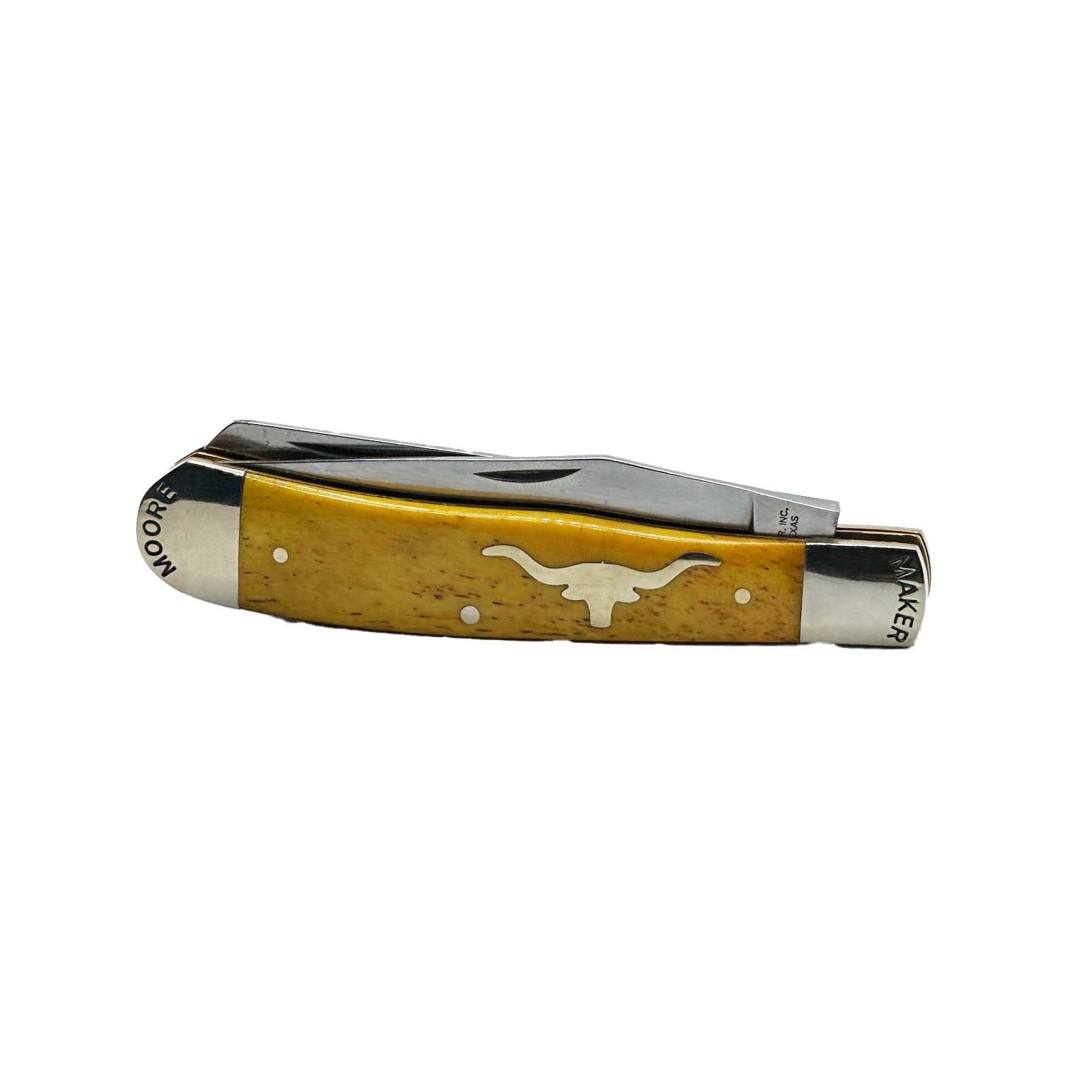 Moore Maker Inc. Long Horn Steer Trapper 5202LH - Premium Stainless Steel Pocket Knife with Genuine Bone Handle - Perfect for Hunting, Camping & Outdoor Adventures