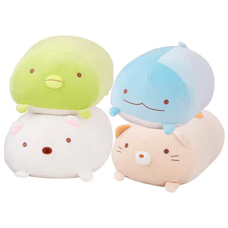 4PCS Japanese Sumikko Gurashi Plush Pillow Set - Soft Stuffed Animal Dolls for Kids, Cute Anime Corner Bio Pillow, Perfect Gift for Children | Bedroom Decor, Nursery Accent, Playtime Companion