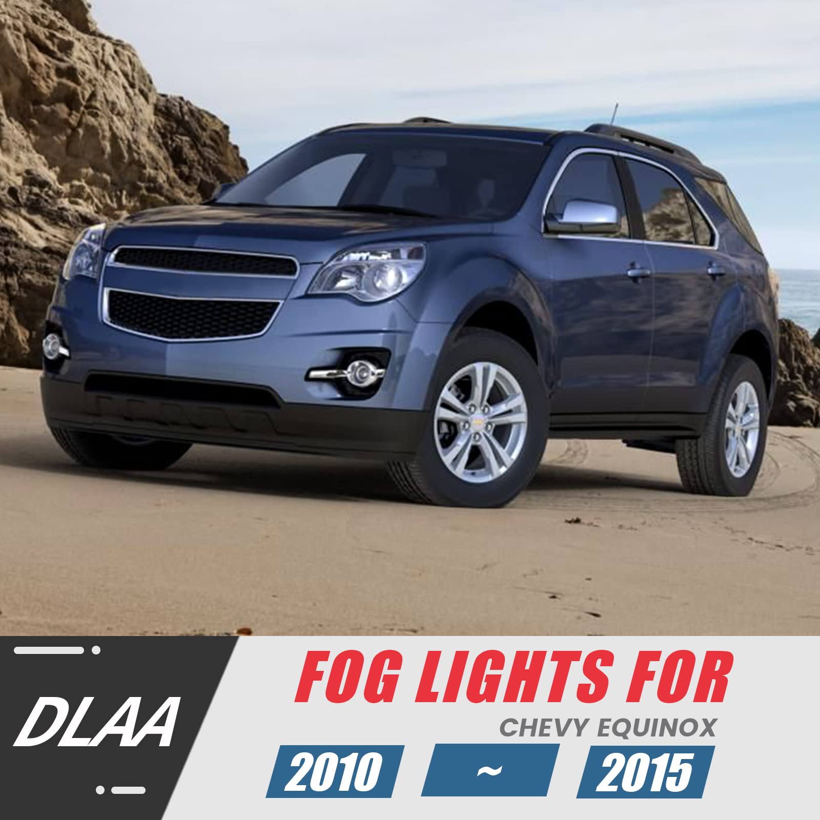 DLAA Fog Lights Kit for Chevy Equinox 2010-2015 - Clear Lens Front Fog Lamps with Wiring Harness & Switch - Perfect for Night Driving & Off-Road Adventures