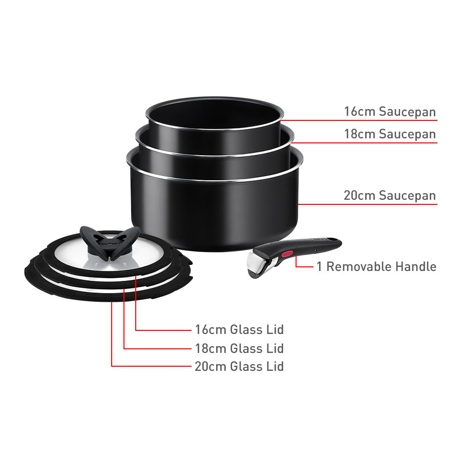 Tefal Ingenio Easy On Non Stick 7-Piece Saucepan Set - Premium Cookware for Healthy Cooking | Perfect for Boiling, Frying & Sauteing | Ideal for Home Chefs & Professional Kitchens