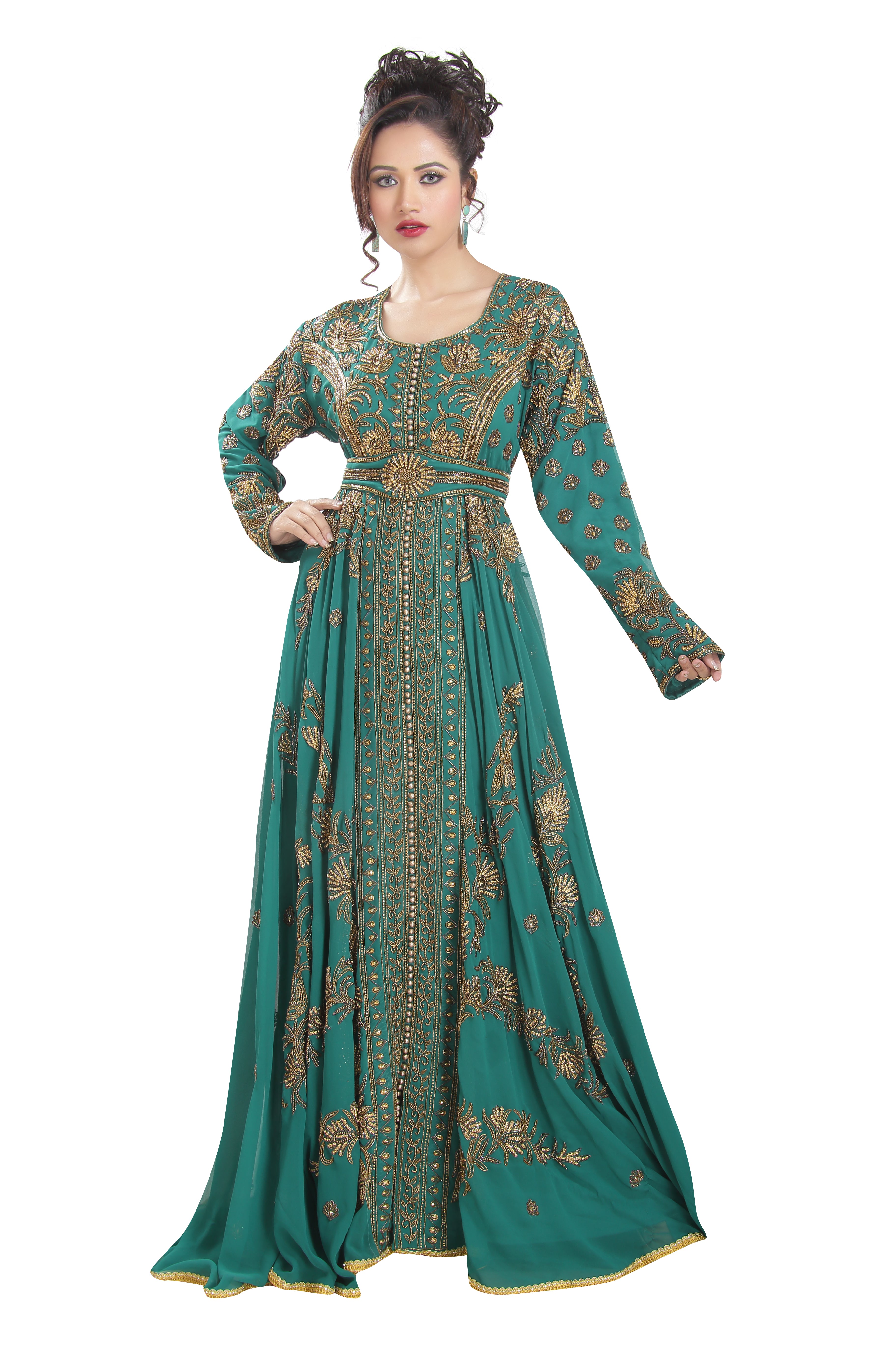 Elegant Embroidered Kaftan Ball Gown - Oriental Robe Dress for Women | Perfect for Weddings, Parties & Special Occasions