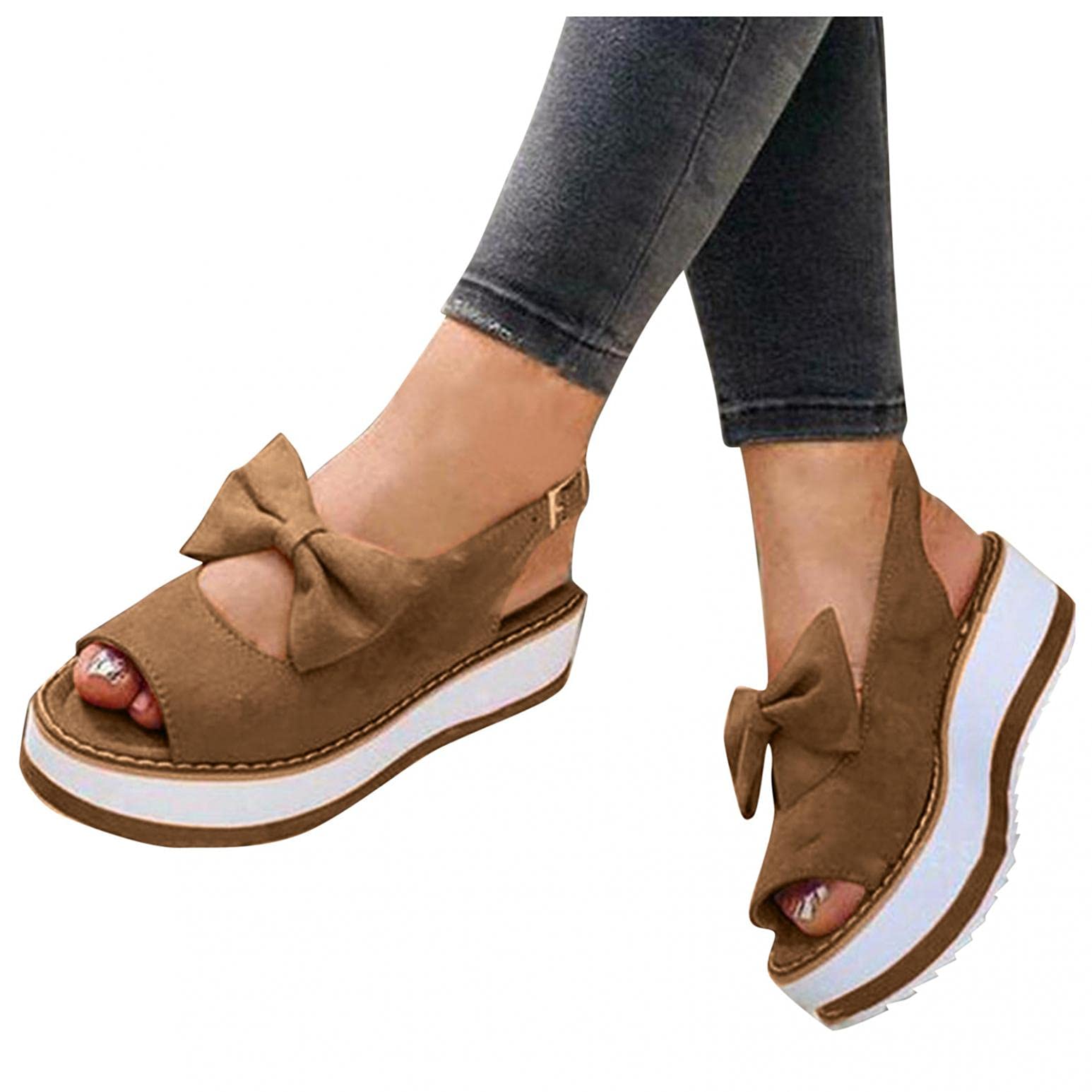 Women's Summer Sandals with Bowknot - Comfortable Platform Beach Shoes for Walking & Travel