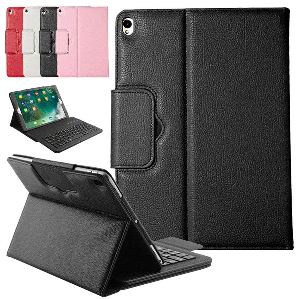 Apple iPad Pro 12.9-inch (2018) Detachable Bluetooth Keyboard Case - Genuine Leather Look Protective Cover for Work, Study & Travel