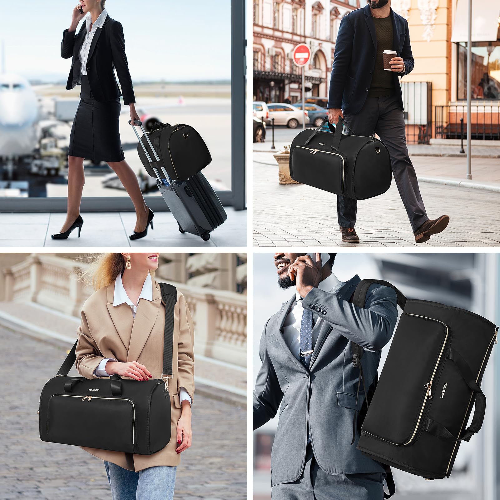 Convertible 3-in-1 Garment Duffle Bag for Travel - Shoulder & Backpack Straps for Men & Women - Suitcase with Shoe Compartment - Perfect for Weddings, Business Trips & Weekend Getaways