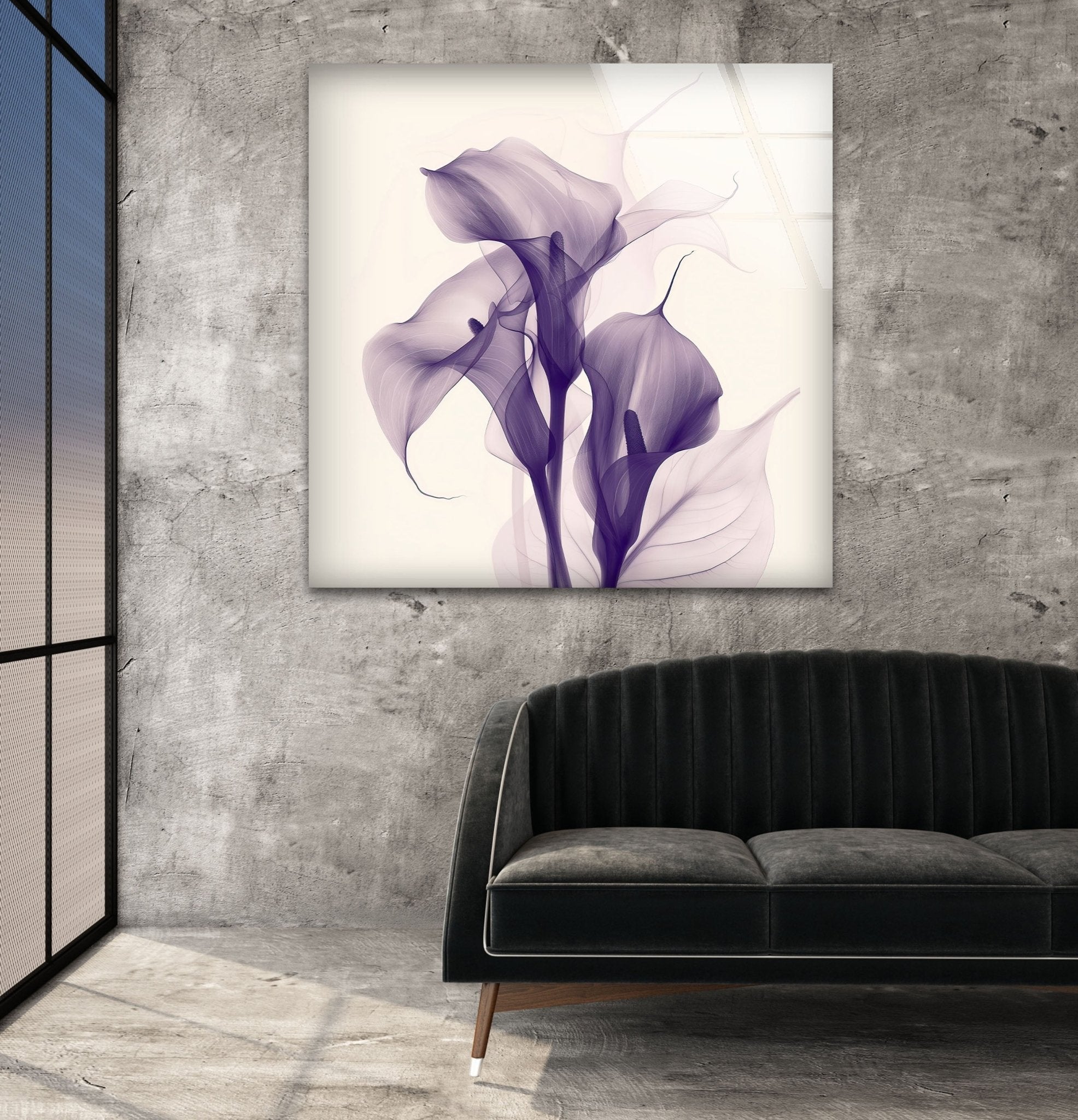 Albert Koetsier Purple Glass Wall Art - Handmade Modern Decor for Living Room, Bedroom & Office - Elegant Stained Glass Panel for Home & Gifts