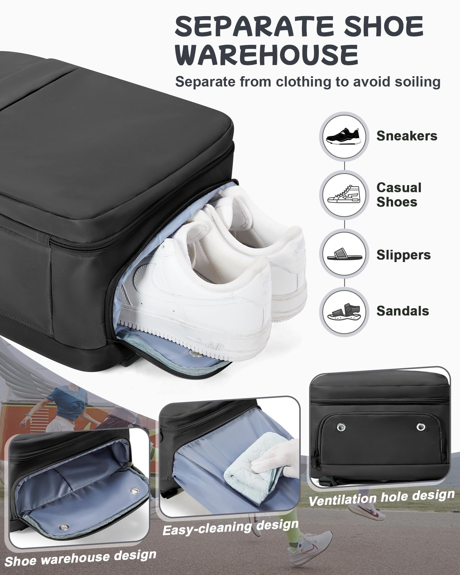 Large Black Travel Backpack - TSA Approved Carry On Backpack for Airplane Travel | Durable Flight Personal Item Bag for Women & Men | Perfect for Business Trips, Weekend Getaways & Adventure Travel