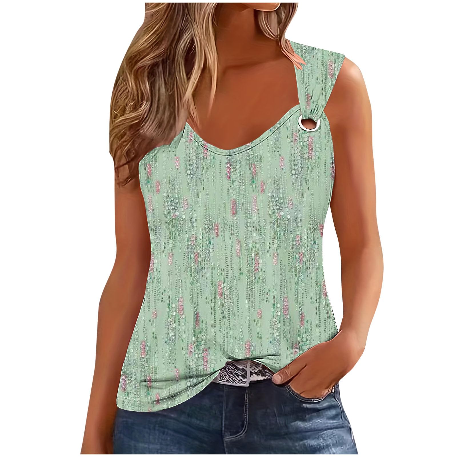 Trendy Women's Summer Tank Tops - Cute Spaghetti Strap V-Neck Shirts for Casual Wear & Beach Outings