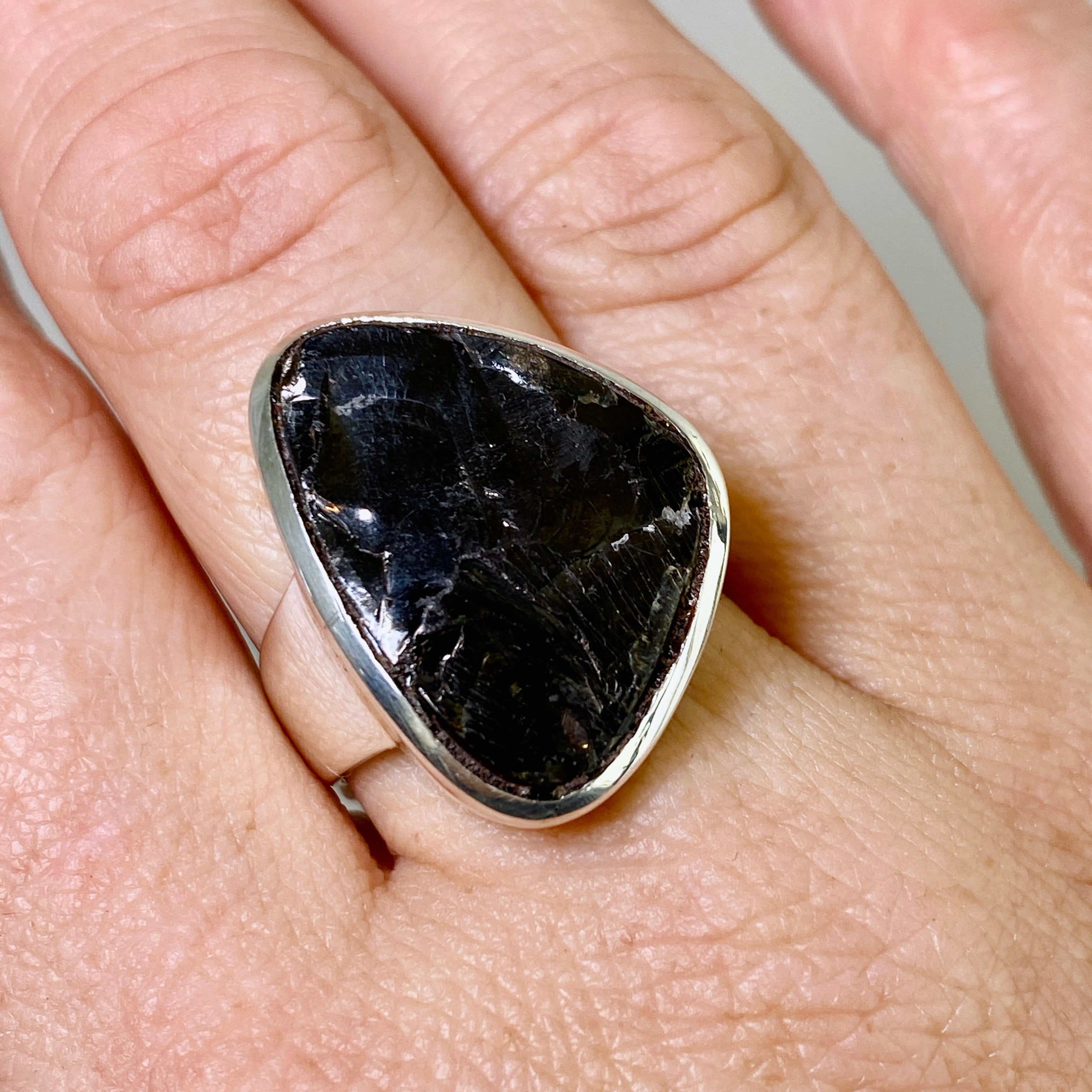 Shungite Freeform Raw Ring Size 8.5 for Women - Natural Black Stone Healing Jewelry for EMF Protection & Stress Relief - Perfect for Meditation, Yoga & Energy Balancing