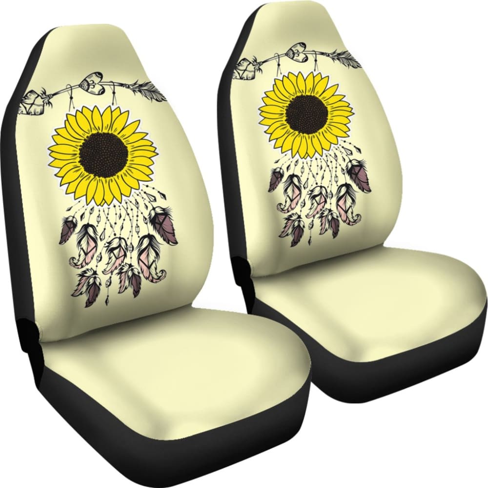 Stylish Sunflower Native American Pattern Car Seat Covers - Light Yellow Background for Cars, SUVs & Trucks | Perfect Gift Idea for Home & Travel Comfort