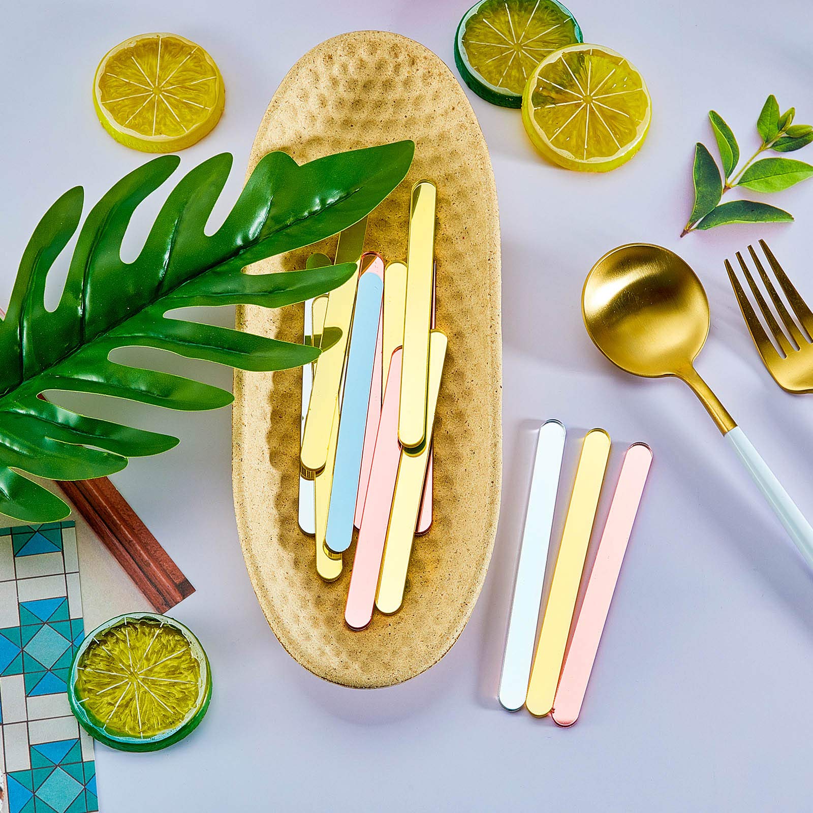 60 Pack Reusable Acrylic Ice Cream Sticks - Mini Mirror Laser Cake Pops Sticks for Healthy Snacks, DIY Desserts, Candy Making & Party Decorations - Perfect for Birthday Parties, Baby Showers & Wedding Favors
